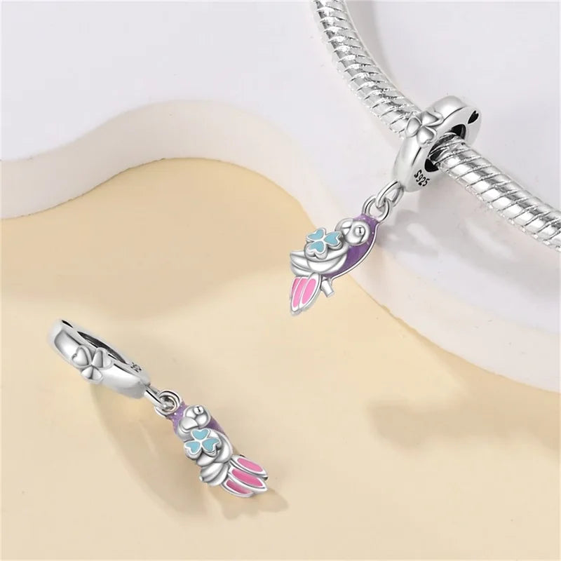 100% 925 Sterling Silver Dragonfly Butterfly Luminous Insect Charms Beads Fit 3mm 925 Original Bracelets DIY Party Jewelry