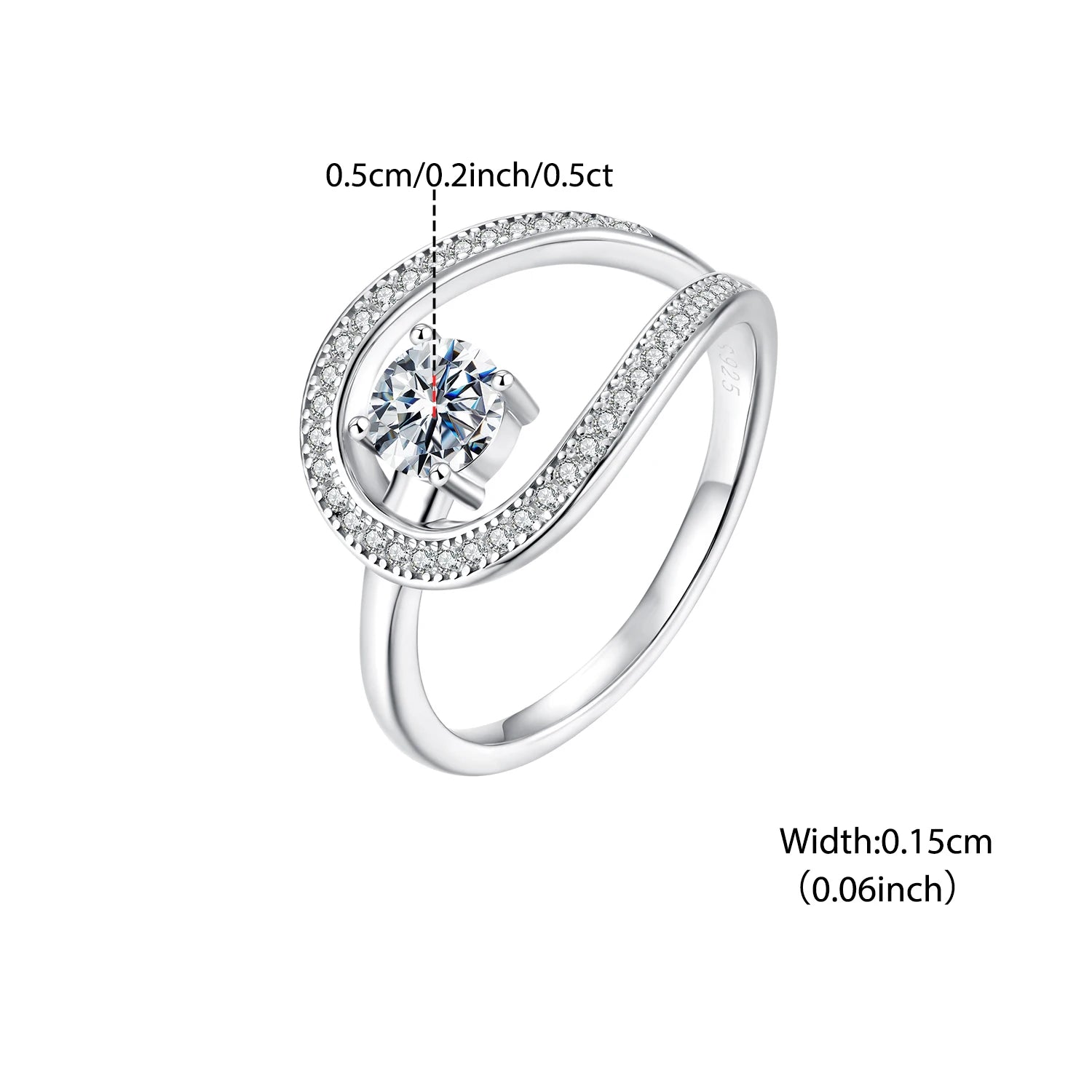 WOSTU Circle Swirl Moissanite Wedding Ring for Women 925 Sterling Silver Diamond Cut Engagement Ring Girl Party Anniversary Gift