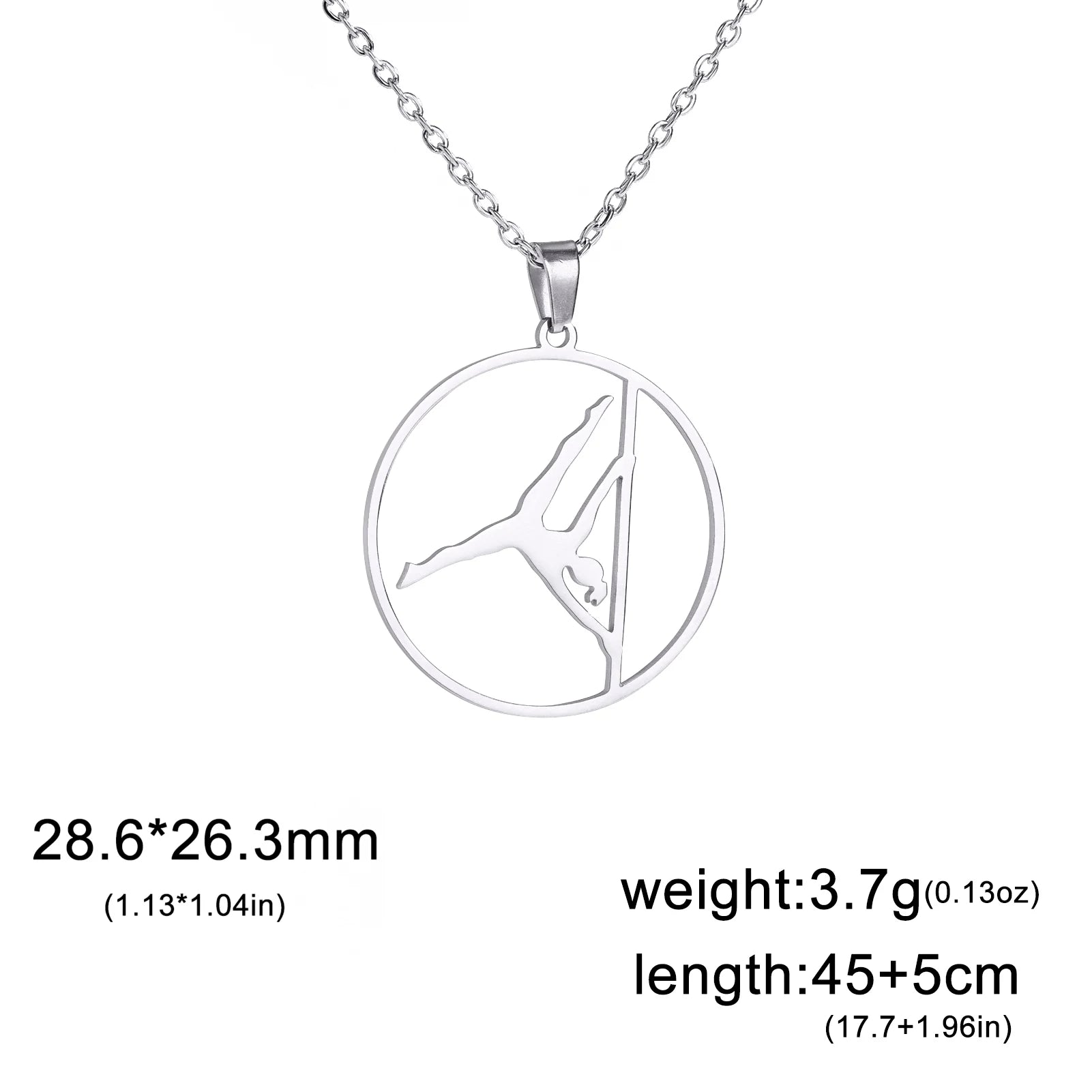 Dreamtimes Gymnastics Necklace Stainless Steel Sports Dance Artistic Gymnastics Skating Athlete Jewelry Pendant Women's Gift