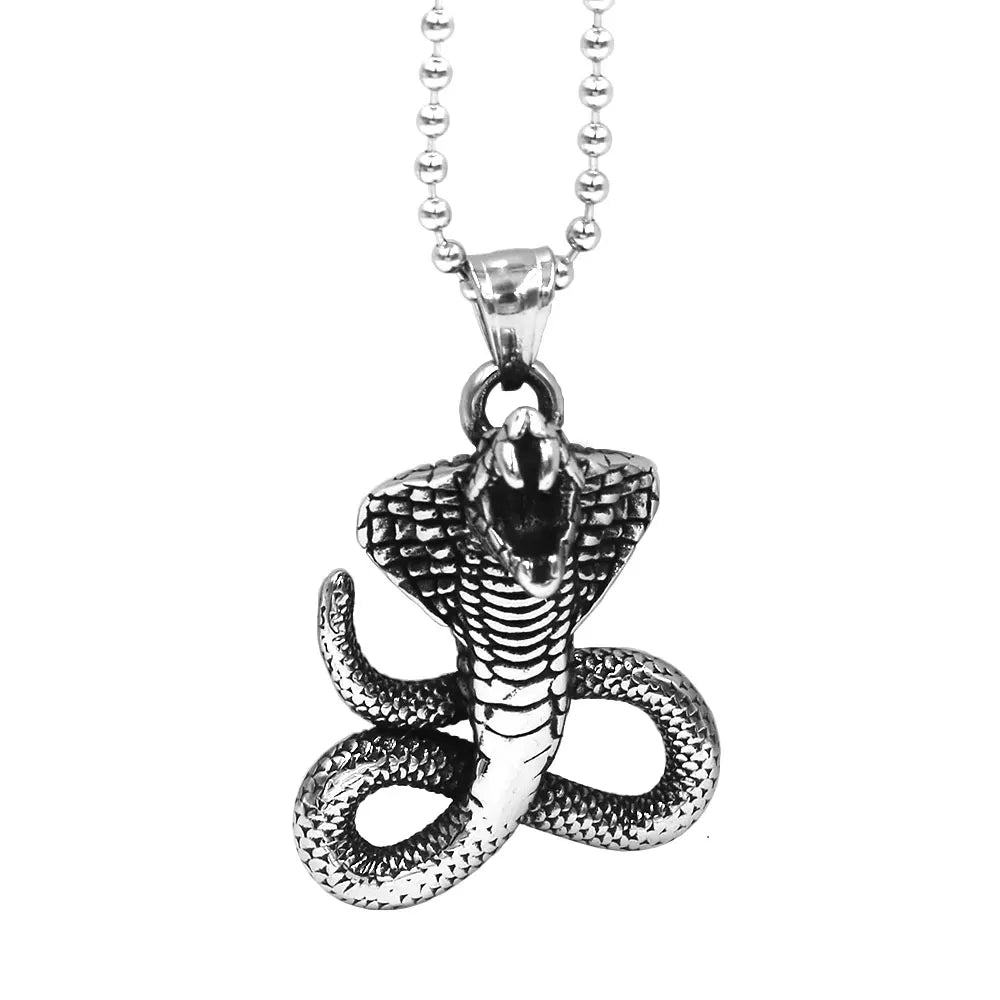 Fashion Cobra Pendant Necklace Stainless Steel Punk Snake Men Pendant Biker Charm Jewelry Gift SWP0639A
