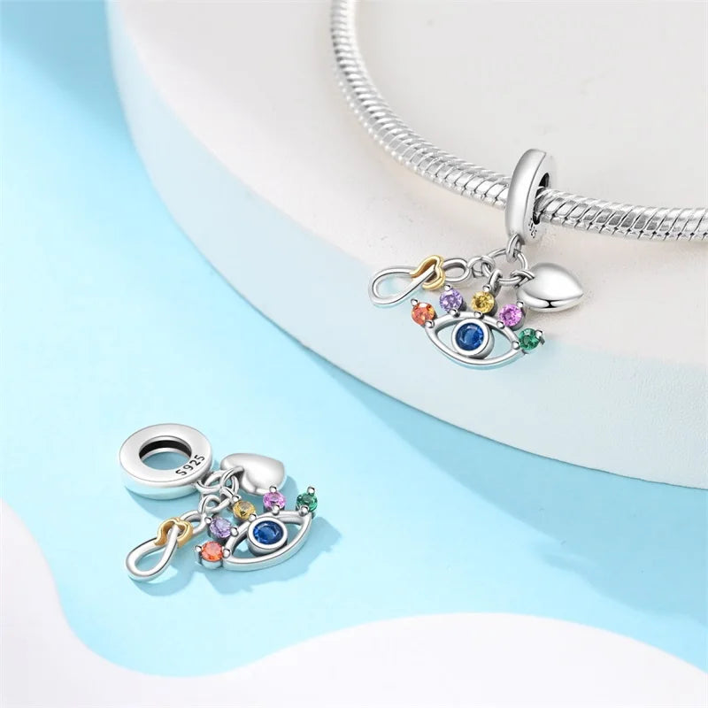 Classic 100% 925 Sterling Silver Daemon Angel Cross Evil Eye Charms Beads Fit 3mm 925 Original Bracelets DIY Party Jewelry