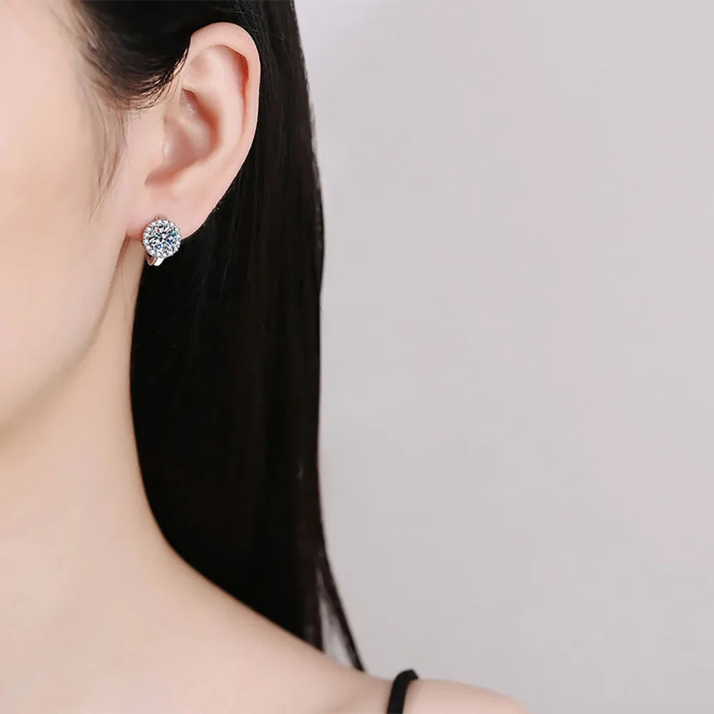 Serenity 0.5ct 1ct D Moissanite Hoop Earrings Women Gift S925 Sterling Silver Round Bag Earring Wedding Bridal Jewelry Wholesale - Madeinsea©