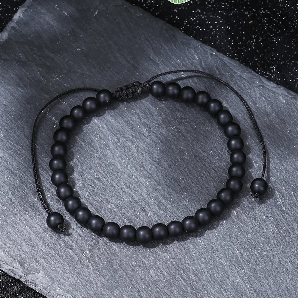 Noter New Braided Adjustable String Bracelet Unisex 4mm/6mm Obsidian Lava Tiger Eyes Stone Healing Braclet Cycling Accessories