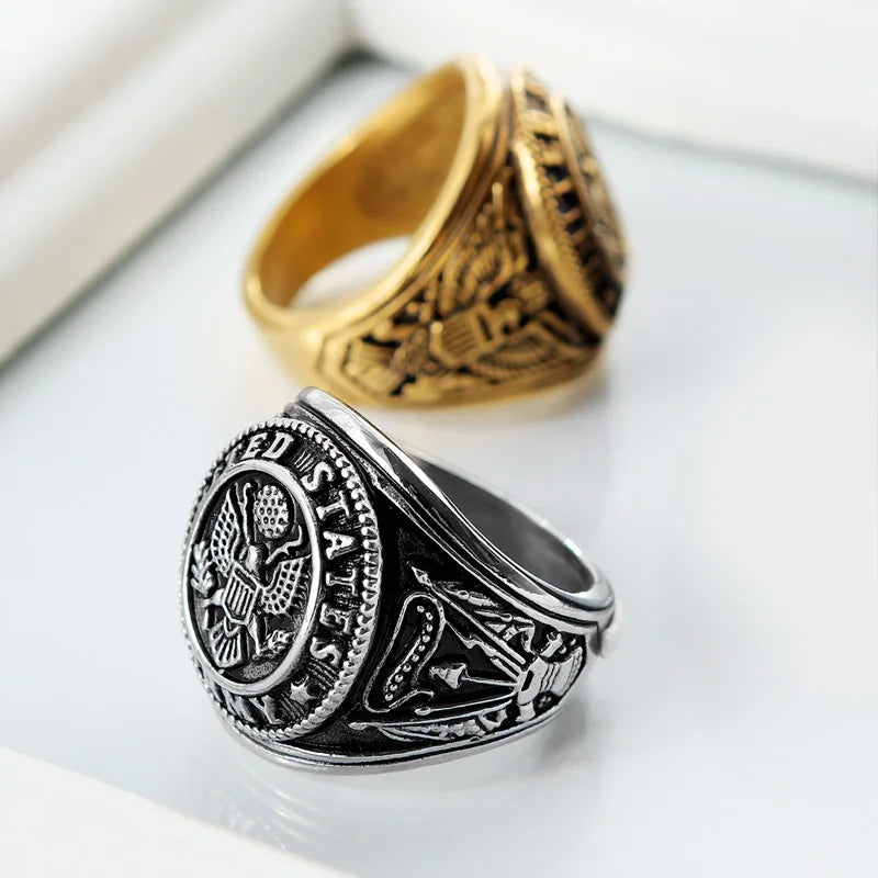Gold Colored USA Military Ring - Madeinsea©
