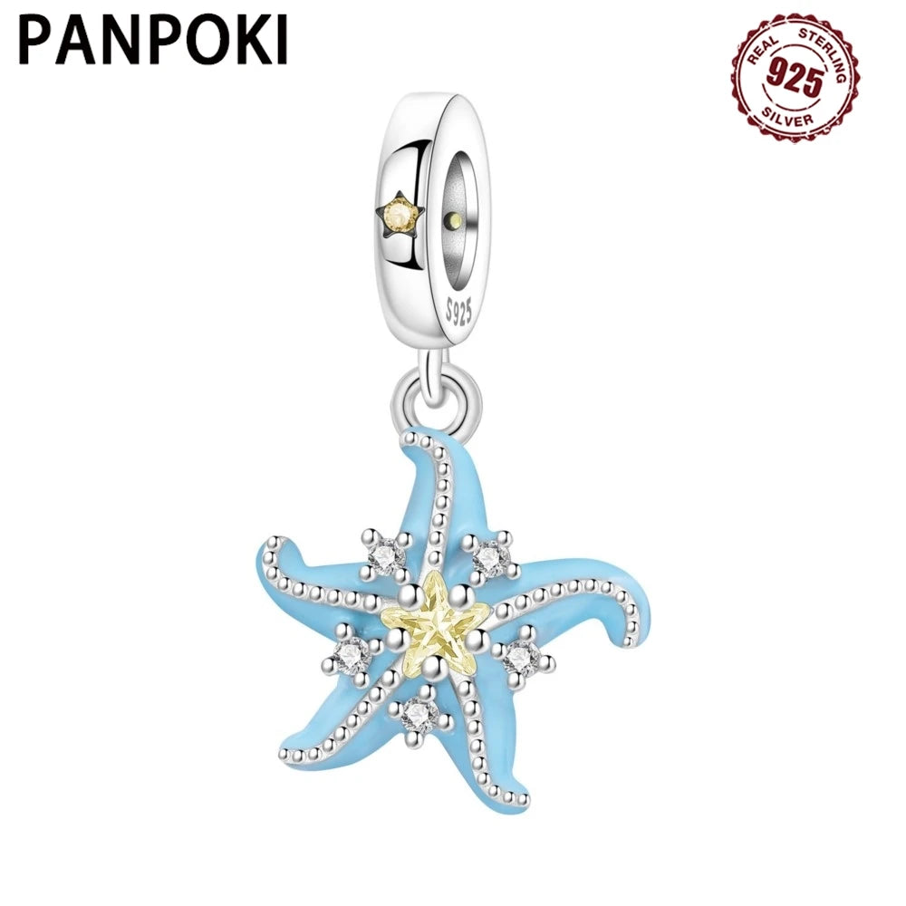 PANPOKI 925 Sterling Silver Sea Star Ocean Pendant Beads Original Pendants Bracelet Charm Jewelry Party DIY Trendy Gifts