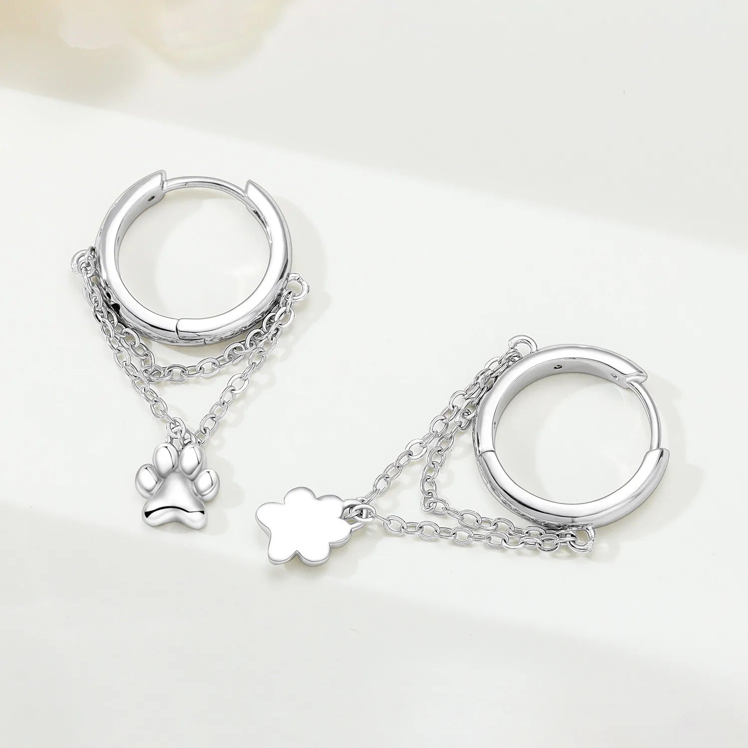 PANPOKI 925 Sterling Silver Cute Cat Animal Paws Drop Earrings Women Earrings Charm Fashion Versatile Party Jewelry Gifts