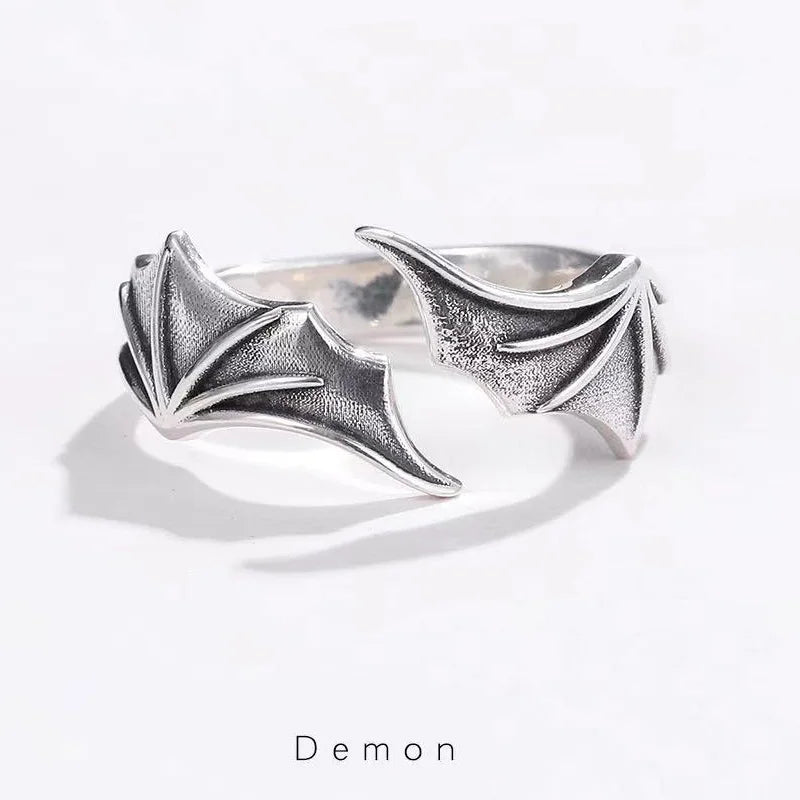 Retro Angel Demon Wings Ring Series For Men Women Punk Gothic Open Ring Creative Unisex Alloy Jewelry Accessories Gift For Lover