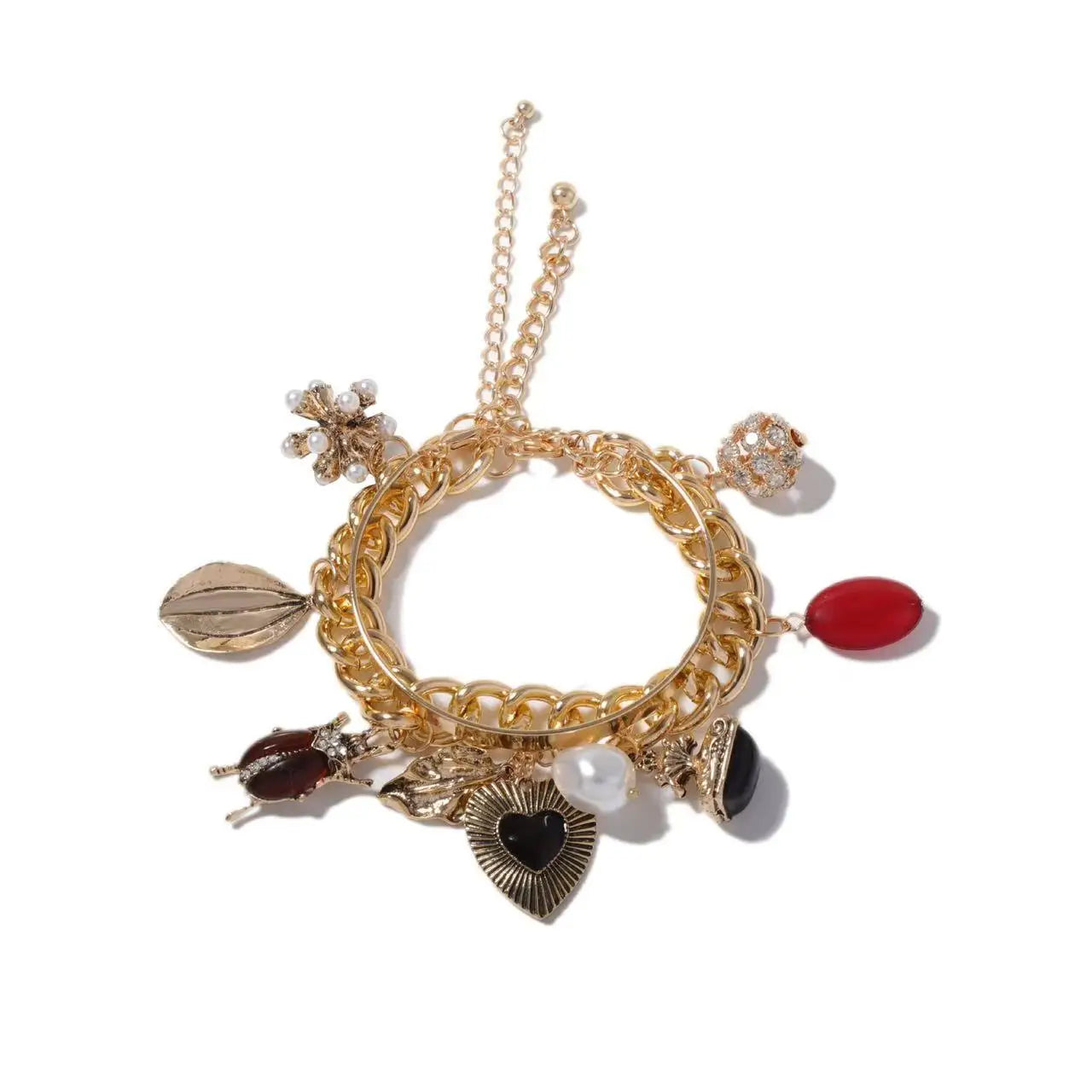 ZAA Luxury Multi-layer Woven Heart-shaped Leaf Insect Flower Pendant Necklace