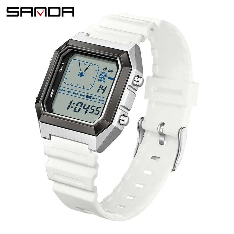 SANDA 6307 Fashion Digital Watches for Man Multifunction Luminous Chronograph Calendar Outdoor Sport Waterproof Electronic Watch