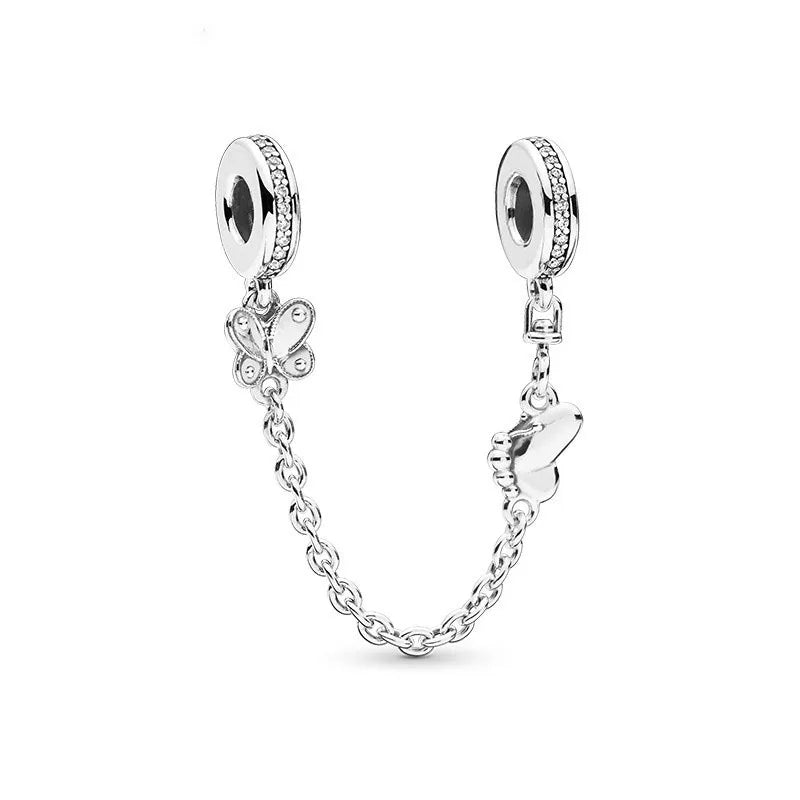 Hot Selling 925 Silver Butterfly Stars And Moon Safety Chain Suitable For Original Bracelets, DIY Accessories, Charming Jewelry