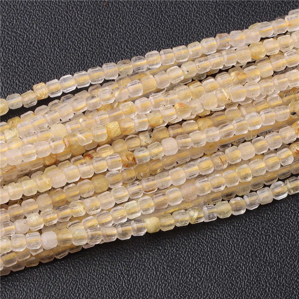 Hot Natural Faceted Stone Bead 2-3mm Small Square Quartz Garnet Glass Cube Loose Beads For Jewelry Making Needlework Accessories