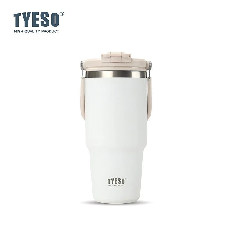 Tyeso 600ML Water Bottle Stainless Steel Vacuum Coffee Thermos with Handle Portable Vacuum Mug Thermos Insulated Car Cup Milk