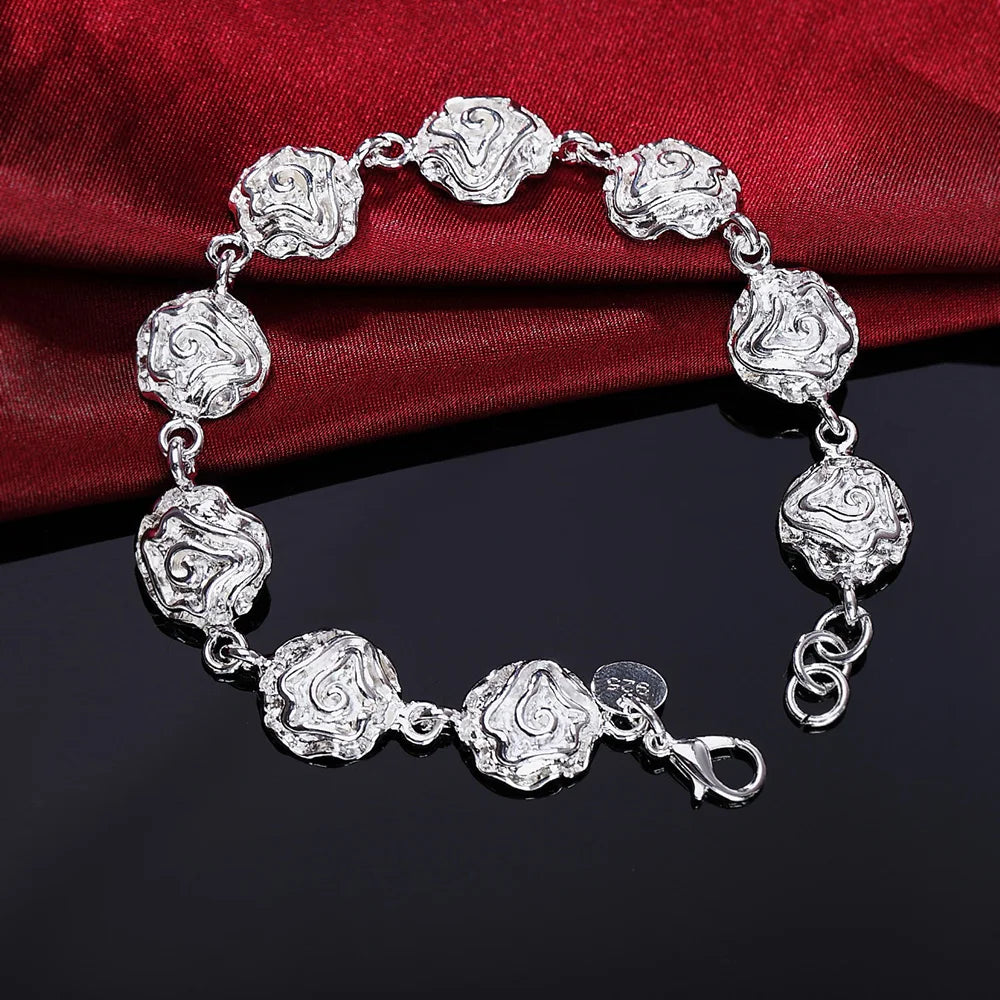 Noble 925 Sterling Silver Square Solid Chain Bracelet for Women Men Charm Party Gift Wedding Fashion Jewelry - Madeinsea©