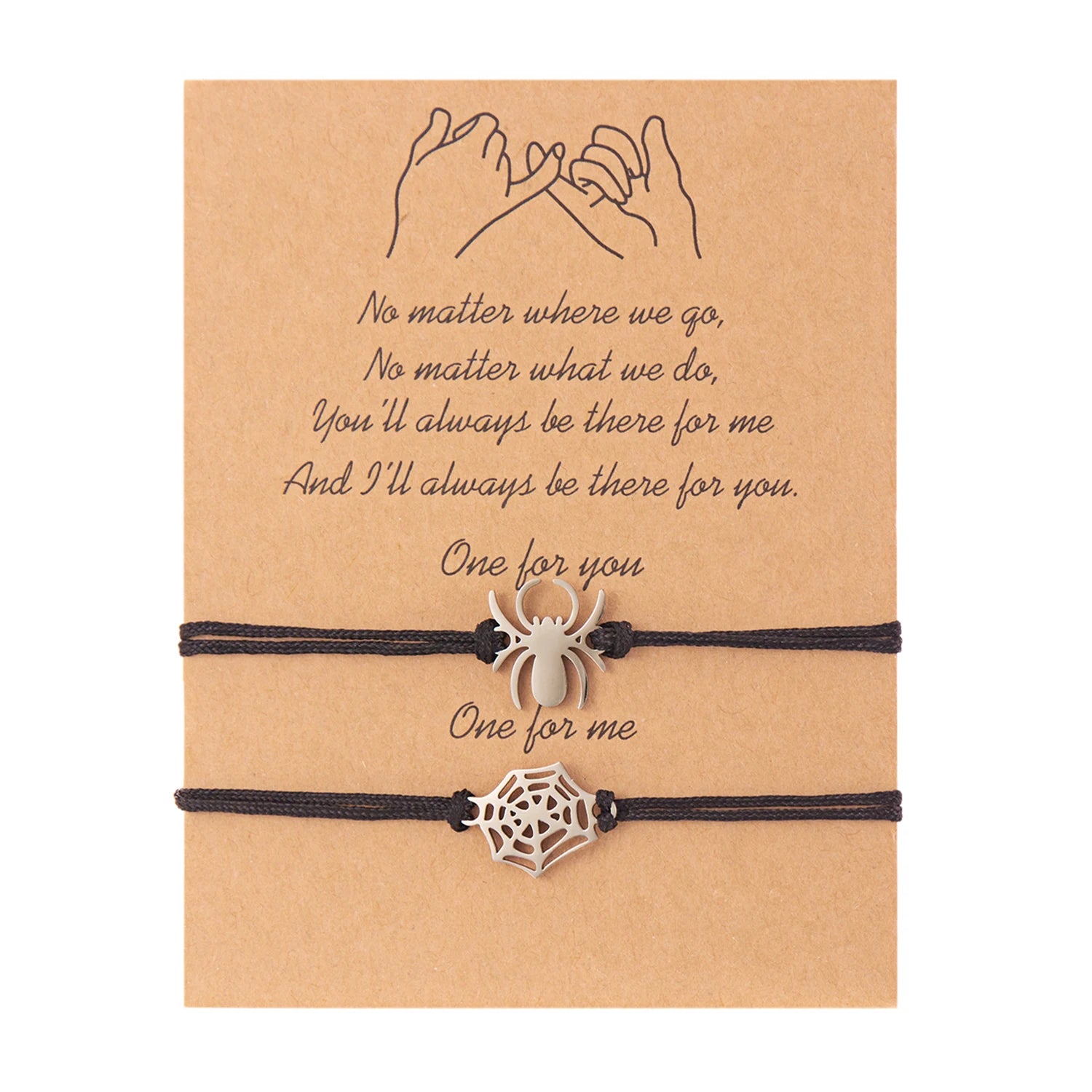 2pcs/Set Romantic Spider Web Couple Bracelet For Women Men Handmade Braided Rope Wish Card Halloween Friendship Jewelry Gifts