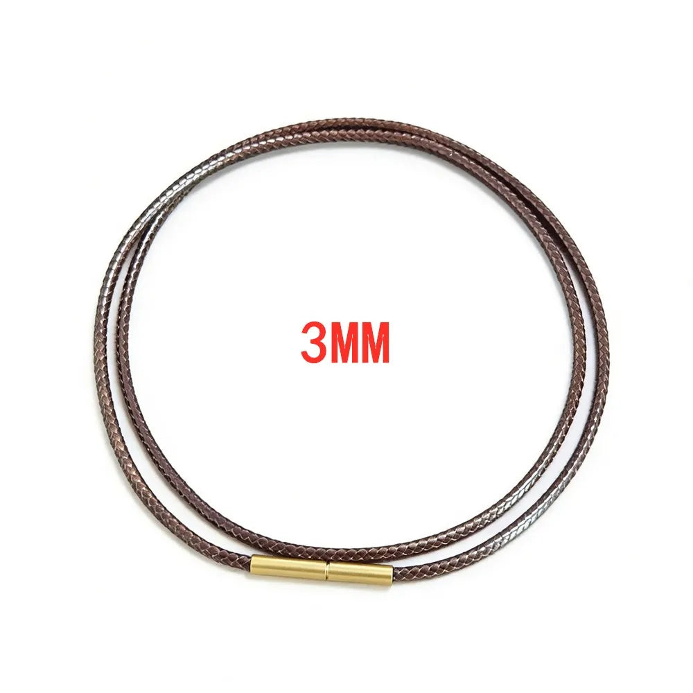 MKENDN Black Leather Chain Necklace for Diy Women Men Handmade Braid Rope Long Necklace 40/50/60/70CM Neck Pendant Chain Jewelry