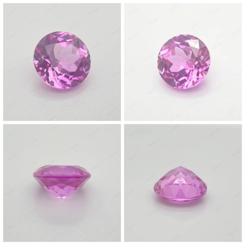 Lab Grown Sapphire Round Cut Pink Color Charms Gemstone for DIY Jewelry Necklace Earrings Main Materials Selectable Certificate