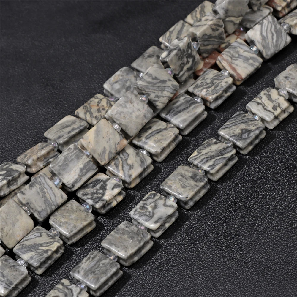 High Quality Gems Stone Bead Natural Cube Flat Square Loose Spacer Beads For Jewelry Making Bracelet Necklace DIY Crafts 10MM
