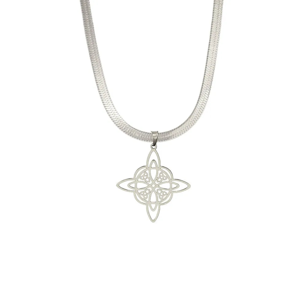 Fashion Witch Knot Necklace for Women Gold Color Stainless Steel Snake Chain Necklace Jewelry Christmas Gift Wholesale