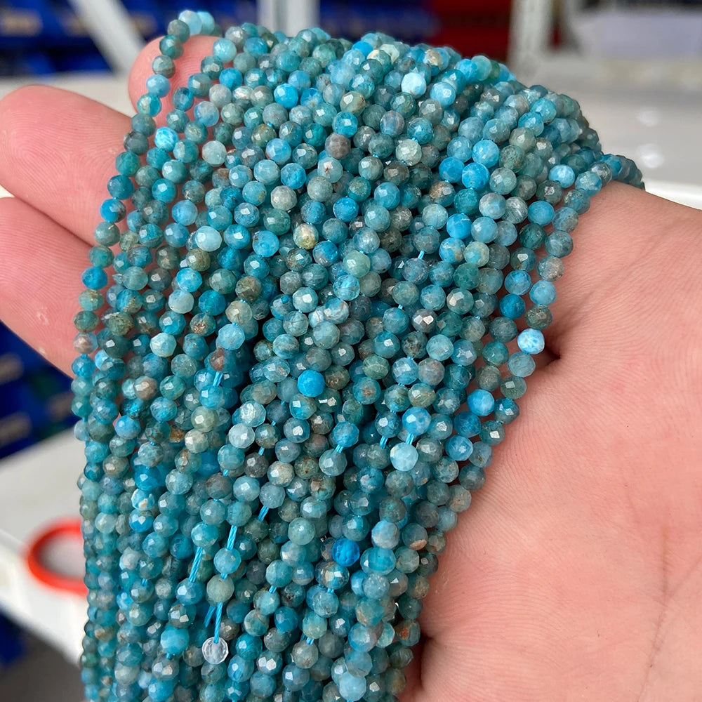 2025 New 2mm 3mm Natural Stone Beads Blue Quartzs Crystal Turquois Aquamarines Beads For Beadwork DIY Bracelet Accessories 38CM