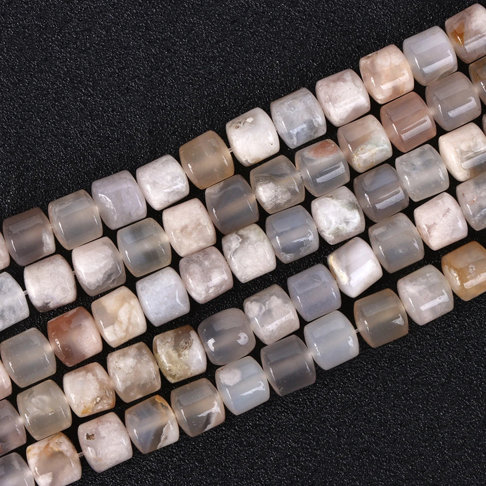 New Arrival Natural Sakura Agates Stone Bead Cherry Blossom Agat Rondelle Tube Loose Spacer Beads For Jewelry Making Accessories