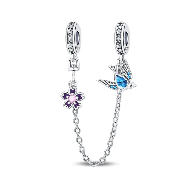 Spring 925 Sterling Silver Butterfly Snail Swallow Charms Beads Fit 3mm 925 Original Bracelets DIY Jewelry Birthday Gift