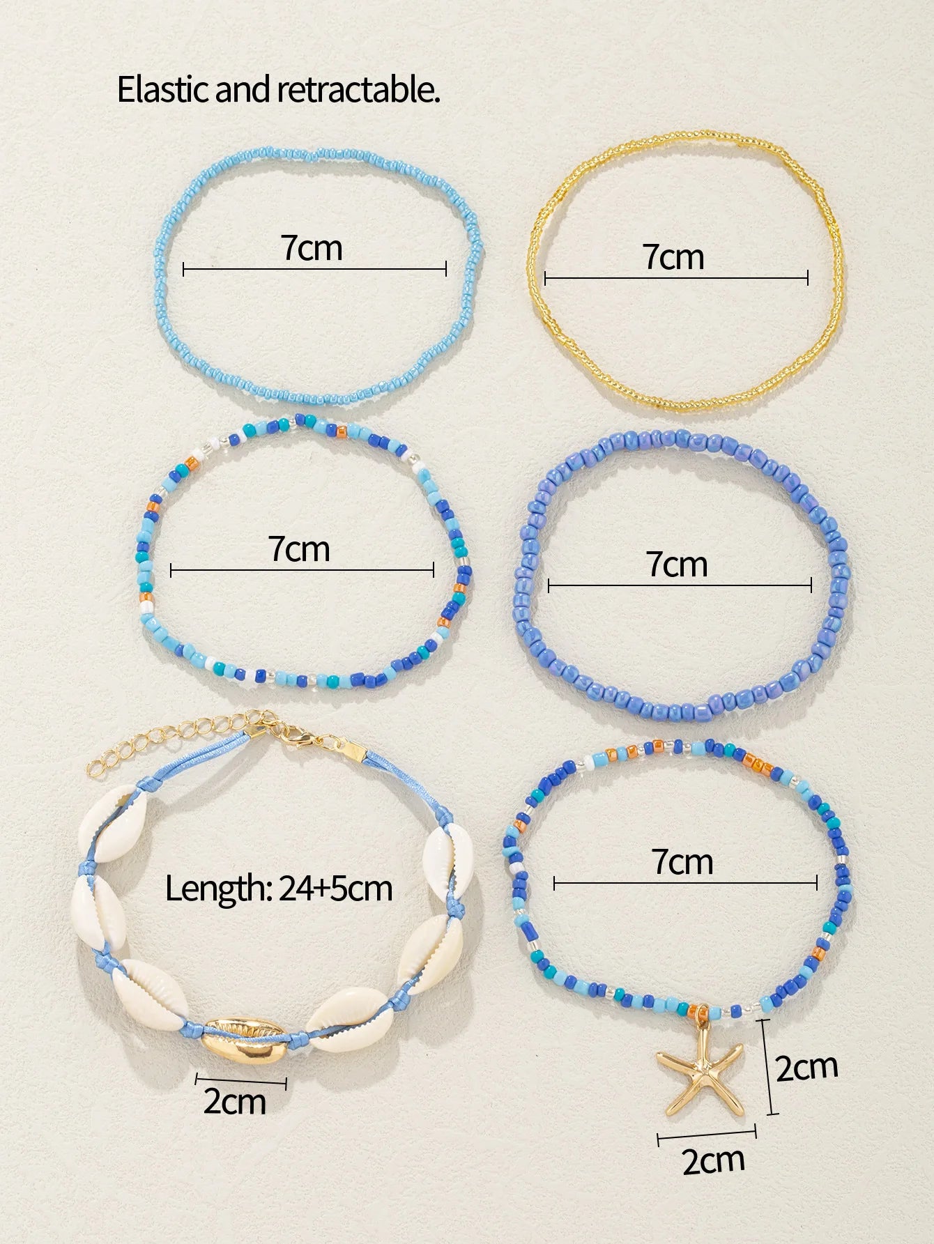 Bohemia Multilayer Rice Bead Conch Shell Anklet Set Women Starfish Pendant Anklets Summer Sandy Beach Ankle Chain On Leg Jewelry