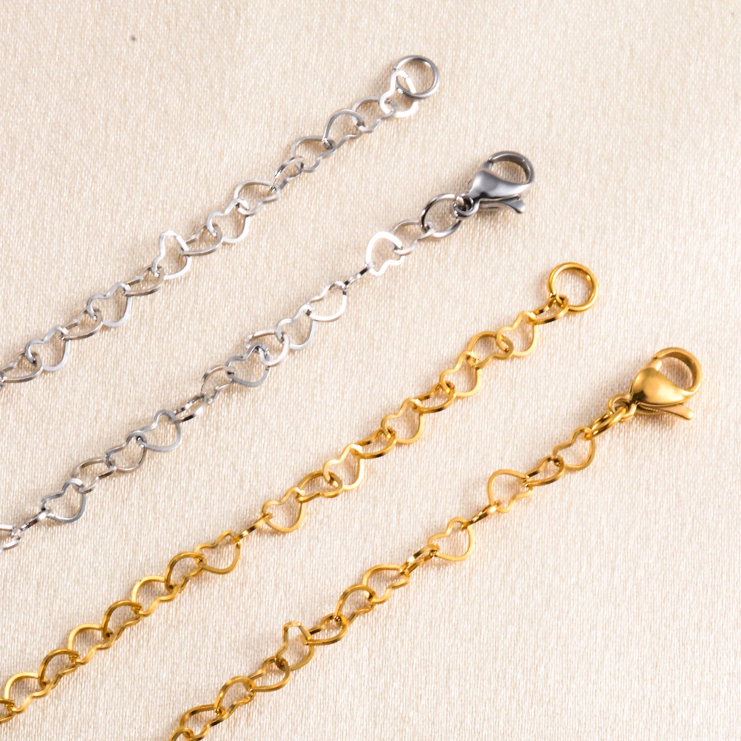 Hollow Stainless Steel Sweet Cute Love Statement Heart Chain Bracelet Anklet 3cm Extension for Girlfriend Women JewelryGift