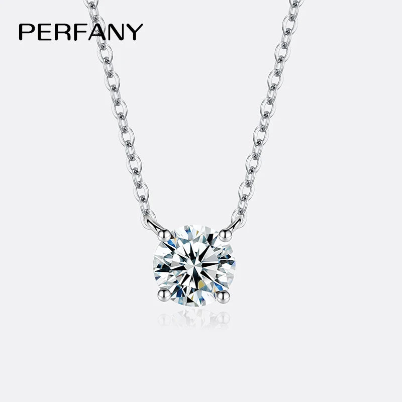 PERFANY 1-5 Carat Moissanite Necklace for Women S925 Pure Silver Diamond Classic Four Claw Pendant Wedding Jewelry - Madeinsea©