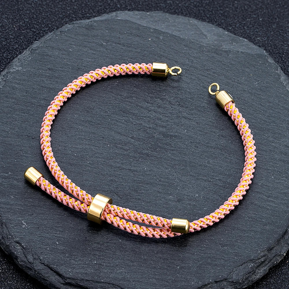 MKENDN Adjustable Rope Cord Sliding Bracelet with Slider Silk Cord Bracelet  Braided Rope Bracelet 3mm String Bracelet for Bead