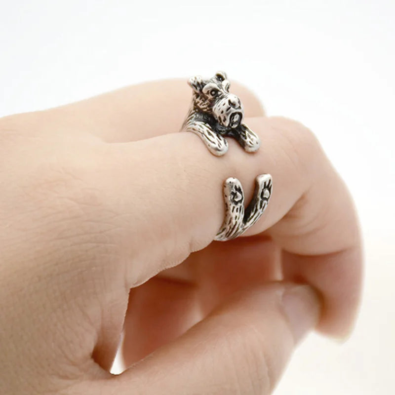 Vintage Bichon Dog&Schnauzer&Greyhound Love Pet Ring Women Boho Poodle Anel Masculino Rings For Men Jewelry Women Anillos Bijoux