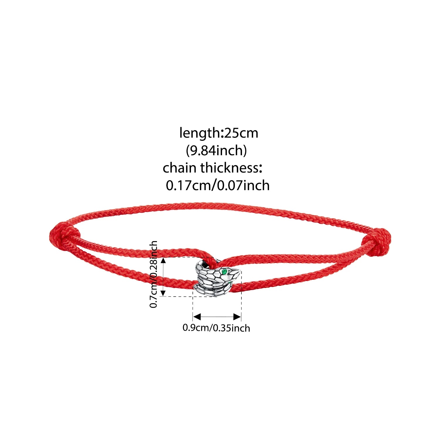 BISAER 925 Sterling Silver Red Viper Bracelet Snake Cotton Rope Adjustable Chain for Women Charms Beads DIY Fine Jewelry Gift