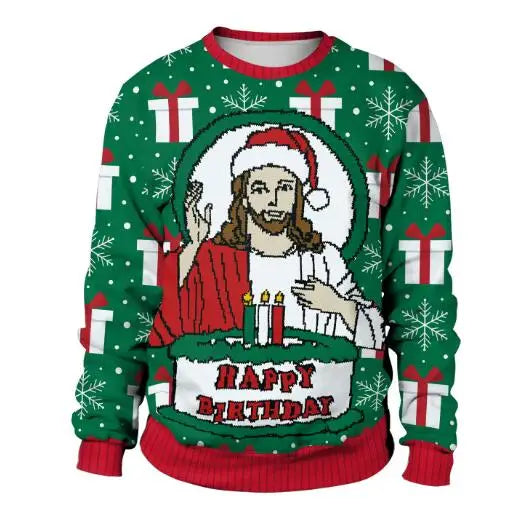 Clothing Wholesale Unisex Men Women 2026 Ugly Christmas Sweater Santa Elf Christmas Funny Fake Hair Sweater Autumn Winter Tops