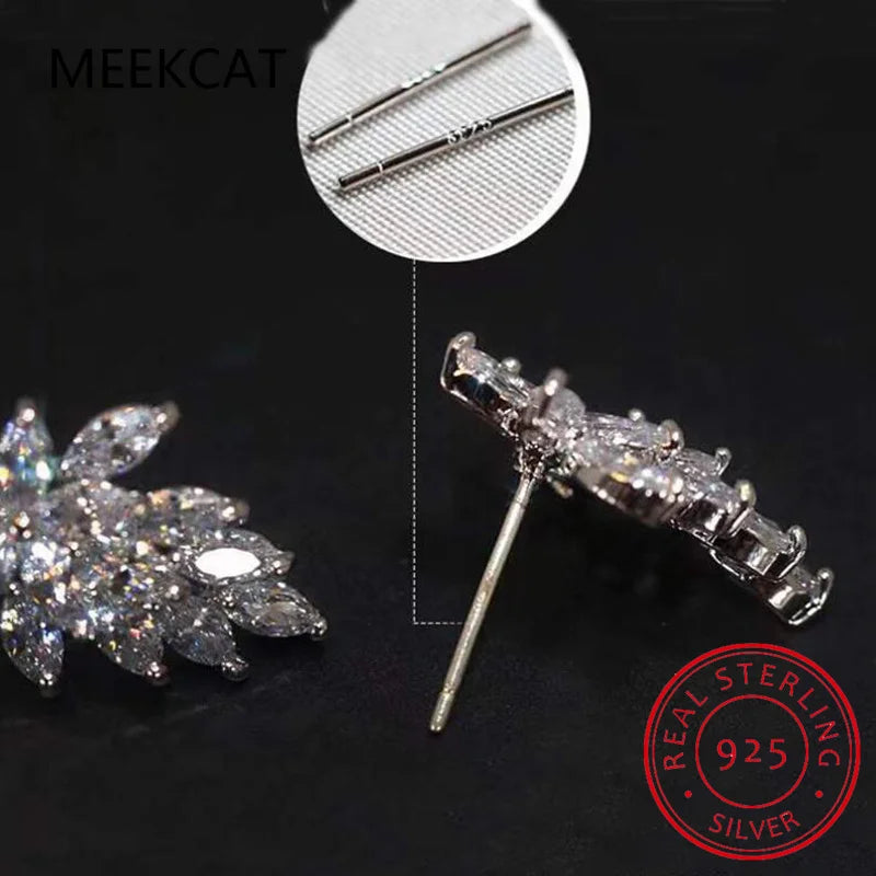 10mm Moissanite Stud Earrings with Certificates D Color Princess Marquise Cut Diamond Earring for Women 925 Silver Fine Jewelry