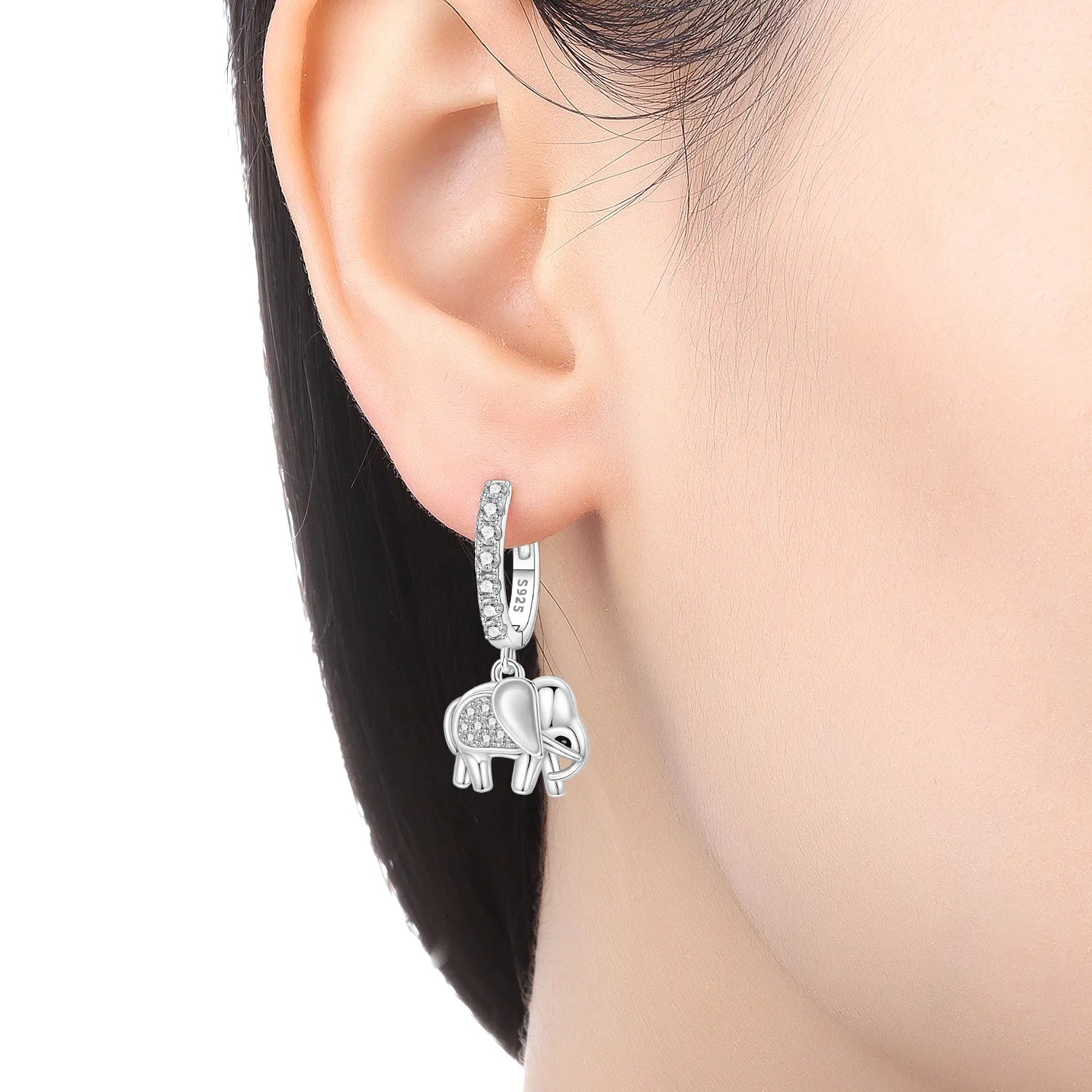PANPOKI 925 Sterling Silver Cute Elephant Animal Drop Earrings Women Earrings Charm Trend Versatile Party Jewelry Trendy Gifts