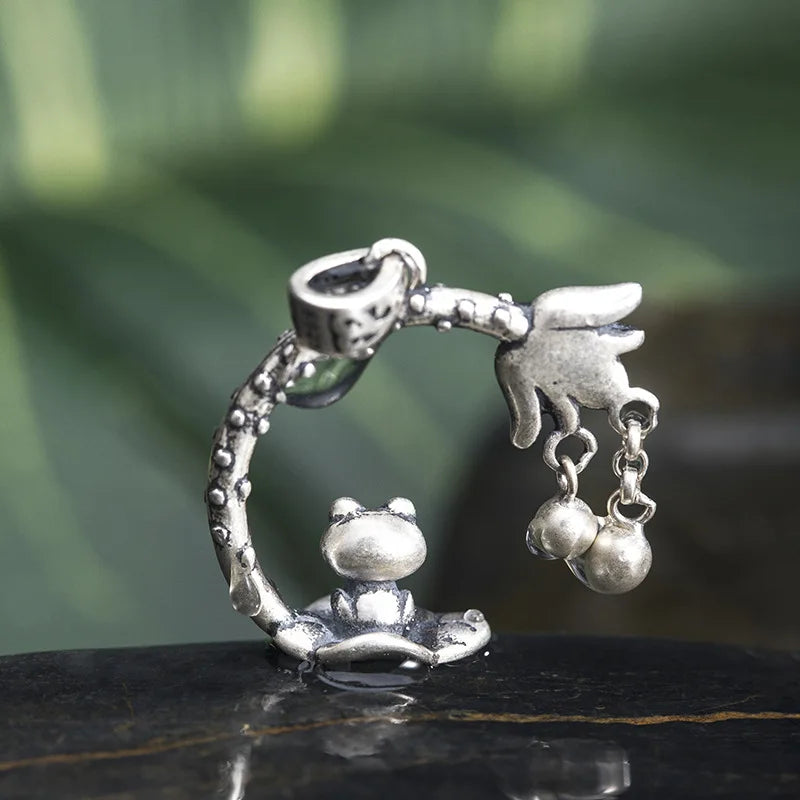 MKENDN Vintage 925 Sterling Silver Cute Frog Pendant For Necklace Men Women Fashion Accessories Jewelry