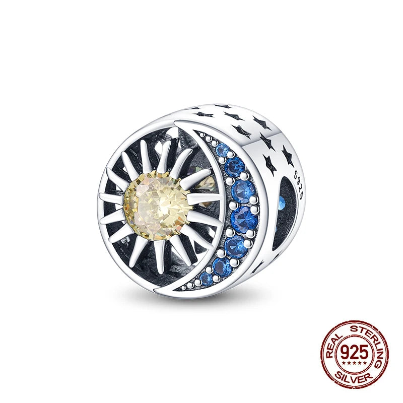 New 925 Sterling Silver Sun Sunflower Solar System Charms Beads Fit 3mm 925 Original Bracelet Fine DIY Jewelry Birthday Gift