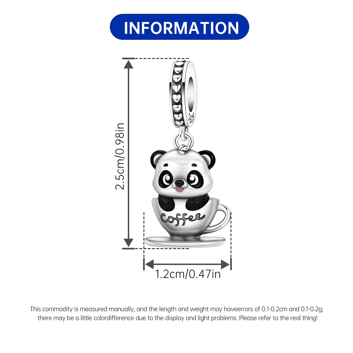 PANPOKI 925 Sterling Silver Panda Coffee Animal Beads Original Pendants Bracelet Charm Jewelry Party DIY Trendy Gifts