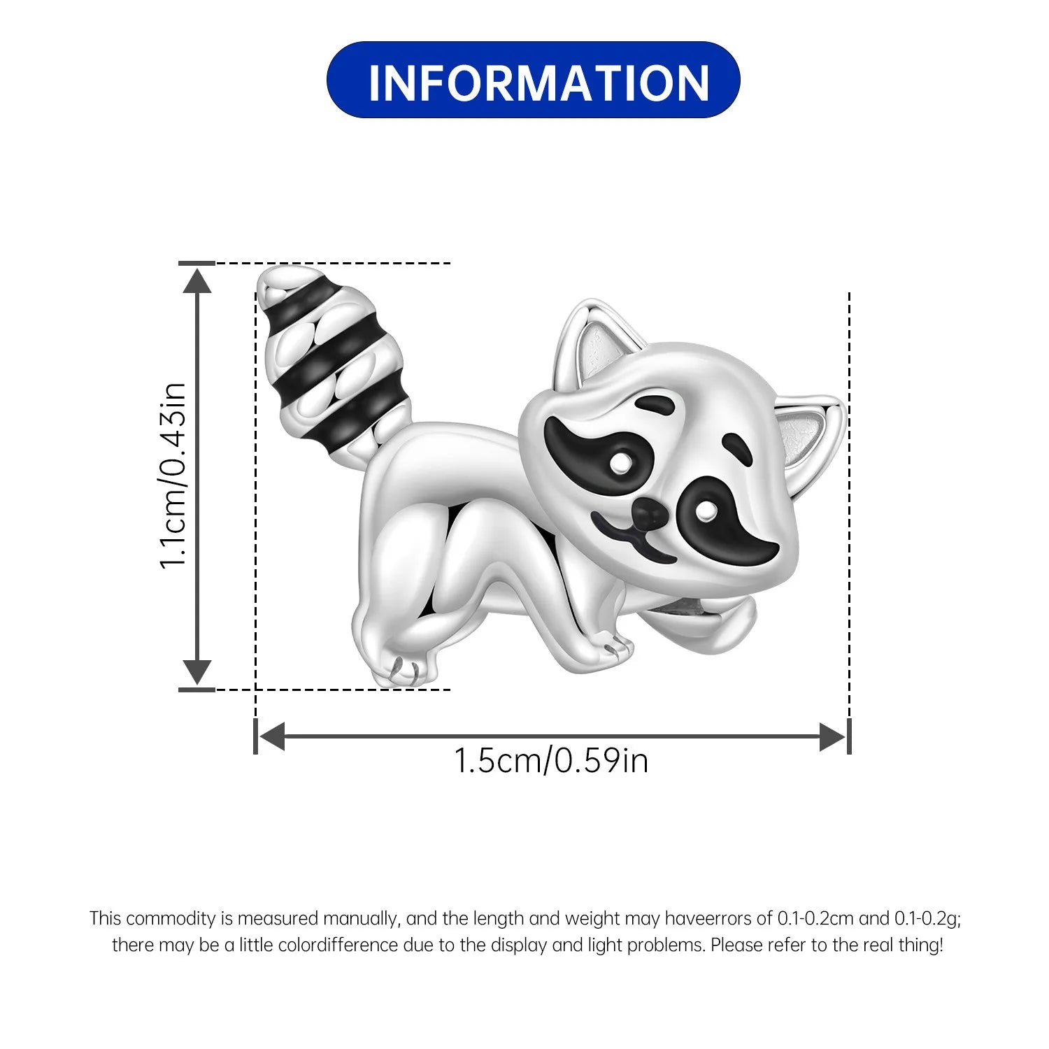 PANPOKI 925 Sterling Silver Cute Raccoon Animal Beads Original Pendants Bracelet Charm Jewelry Party DIY Trendy Gifts
