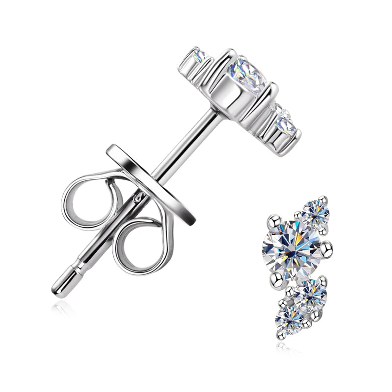 OXTAO Mini Studs Piercing Earrings Ladies Real 925 Silver Full D Color Moissanite Earrings Sparkling Lab Diamond Fine Jewellry