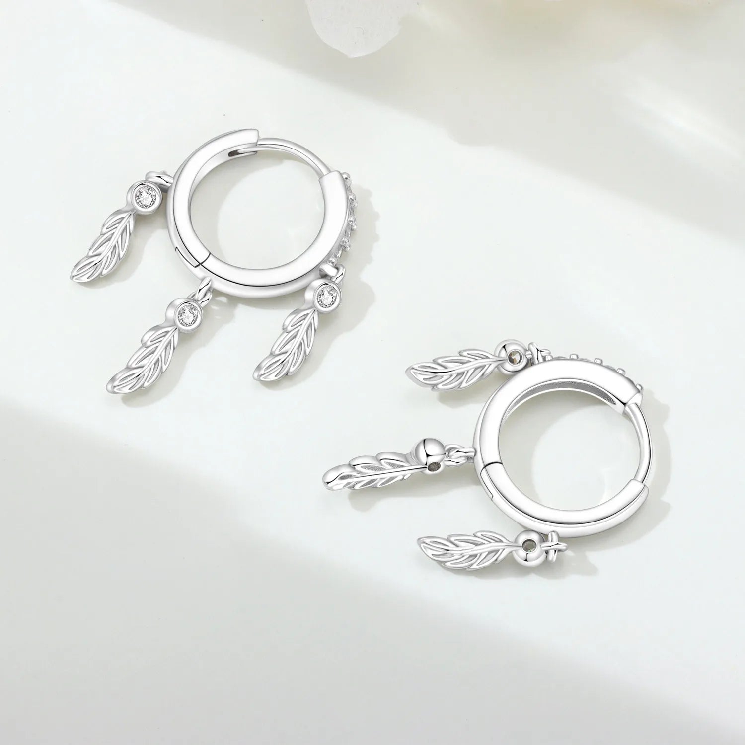 PANPOKI 925 Sterling Silver Feather Lucky Symbol Drop Earrings Women Earrings Charm Fashion Versatile Party Jewelry Gifts