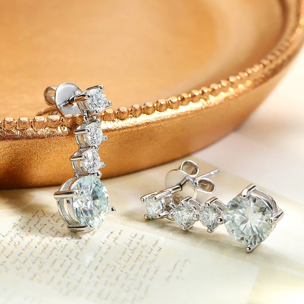 Serenity 2.6ct All Moissanite Drop Earrings For Women Anniversary Gift S925 Sterling Silver Tassel Pendant Earrings Fine Jewelry