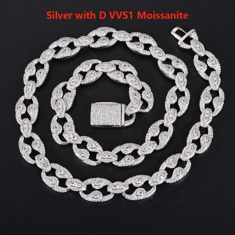 New 925 Silver Chains Original Certified for Man Women Luxury Eyes Moissanite Diamond Necklace 18k Gold Jewelry Packaging Gift