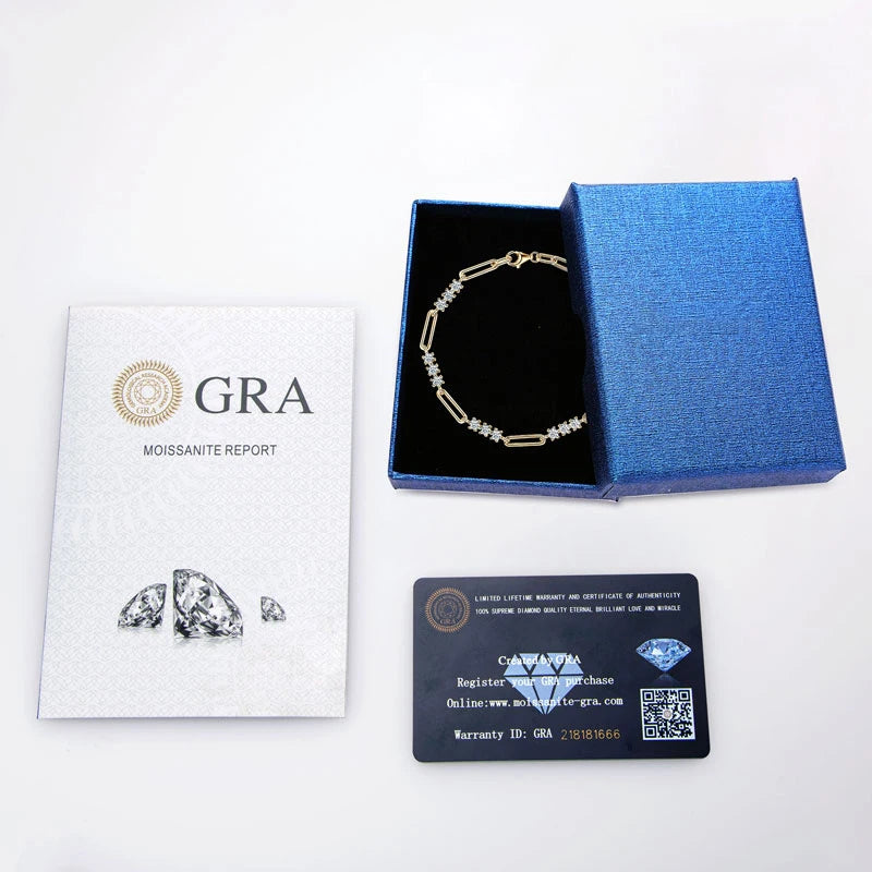 OXTAO 3MM Moissanite Bracelet For Women 925 Sterling Silver Adjustable Chain Bracelets Luxury Fashion Jewelry GRA Certified