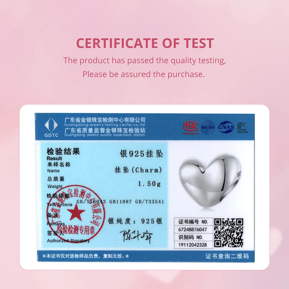 BAMOER Solid 925 Sterling Silver Heart-Shaped Charm Bead fit Original Bracelet Jewelry DIY bamoer Classic Charm SCC2989