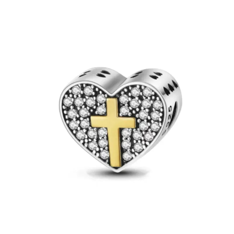 Fine religion series 925 Silver Jesus Bible Diy Bead cross Pendant Fit Original Bracelet Trinket Jewelry Figure Buddha Charm