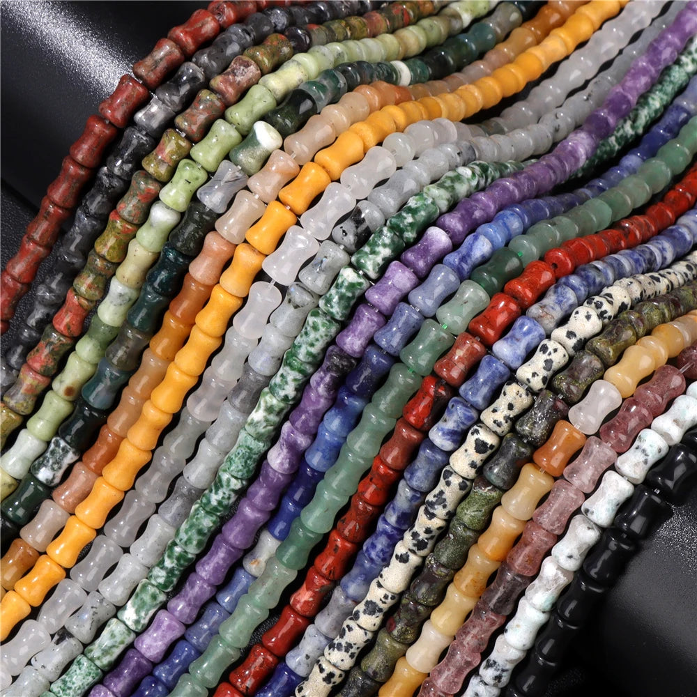 6X10mm Natural Stone Bead Bamboo Shape Aventurine Jaspers Sodalite Loose Spacer Beads For Jewelry Making Handmade DIY Accessorie