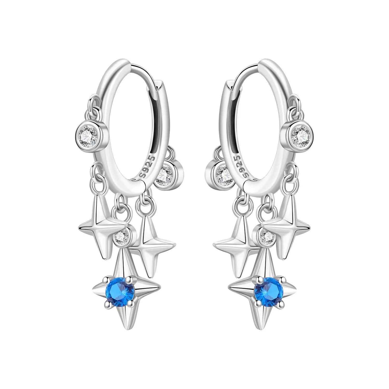 PANPOKI 925 Sterling Silver Golden Sparkling Stars Drop Earrings Women Earrings Charm Fashion Versatile Party Jewelry Gifts