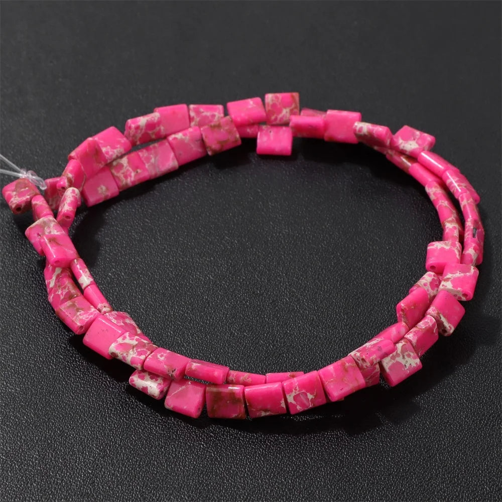 5MM Double Hole Square Bead Natural Tiger Eye Quartzs Imperial Jaspers DIY Beads For Jewelry Making Bracelet Necklace Handmade