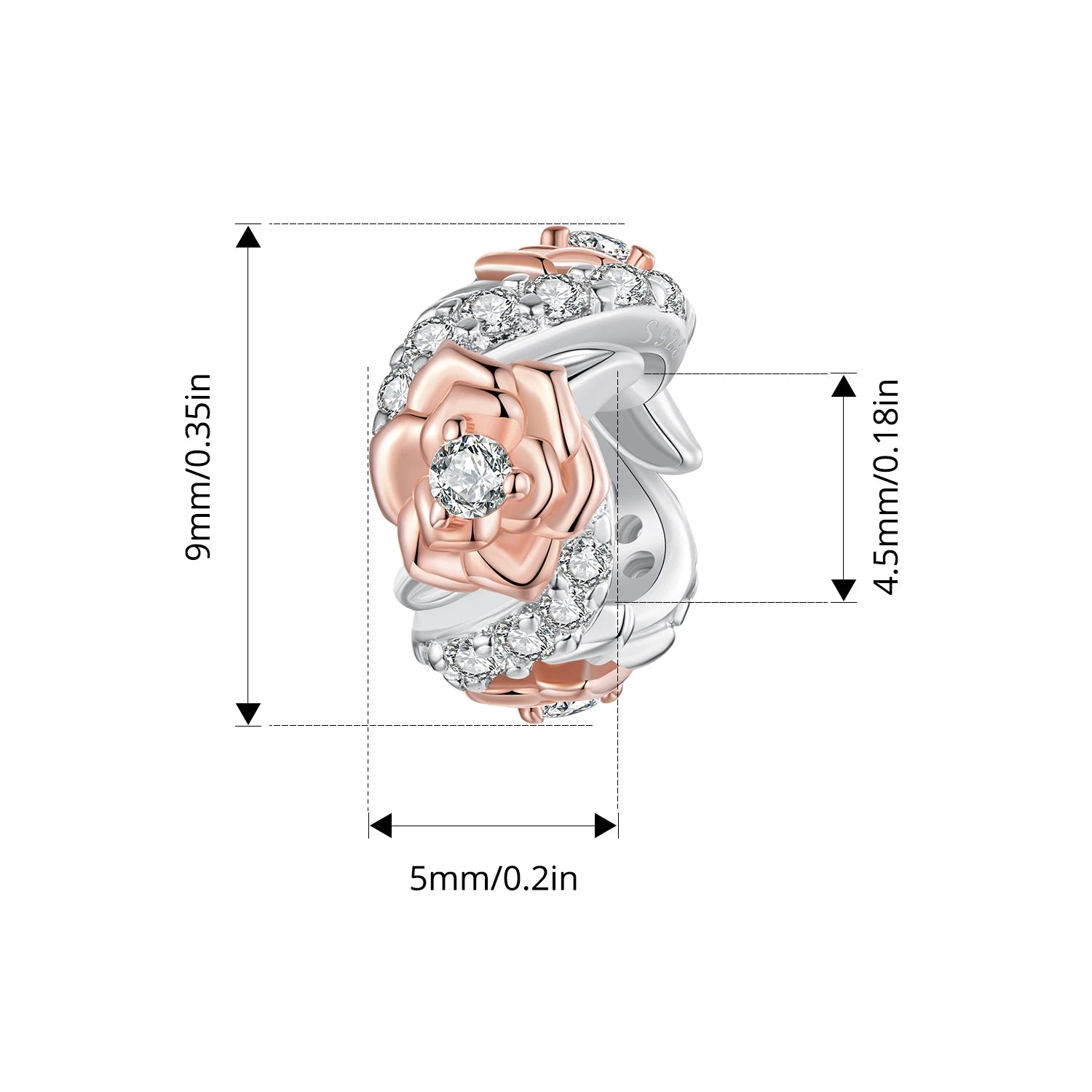 BISAER 925 Argent Sterling Petit Prince &amp; Rose Charm Perle Clochette Princesse Coeur Croix Coquillage Pendentif Fit DIY Bracelet Bijoux