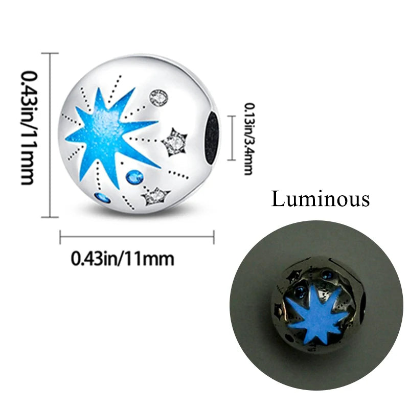 2024 neue 925 Sterling Silber Charms Glühwürmchen Sterne Glühende Leuchtende Charme Perlen für Original Anhänger Armbänder DIY Schmuck Geschenk